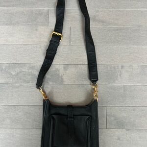 Black Crossbody Bag with Gold Accents